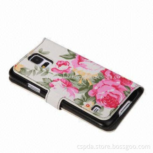 PU Wallet Cases for Samsung Galaxy S5, with Nice Floral Pattern, Various Colors are Available